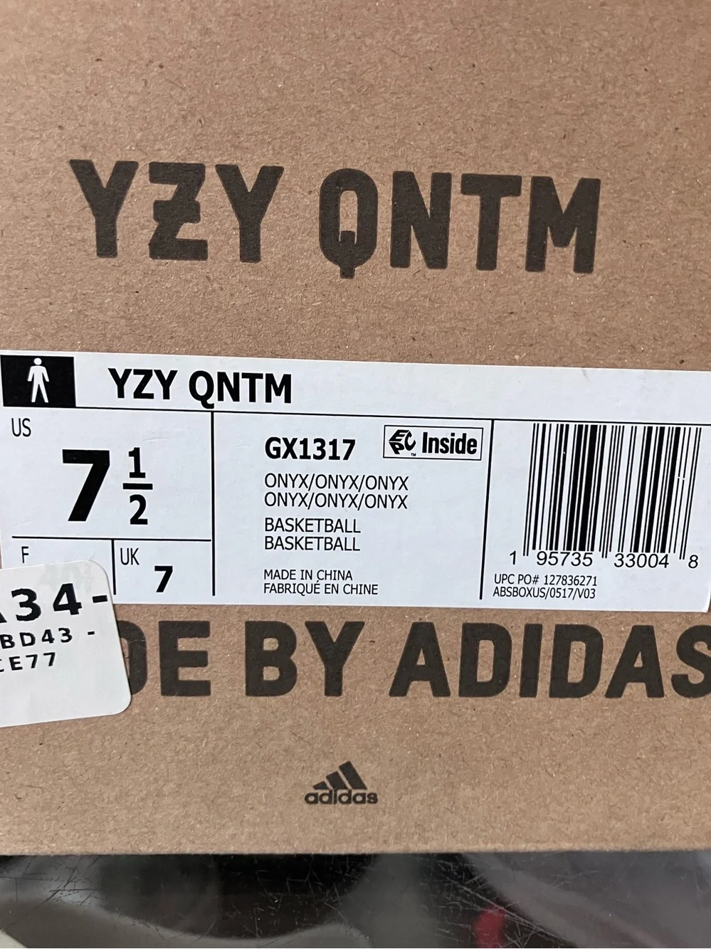 Adidas Yeezy QNTM Onyx Size 7.5